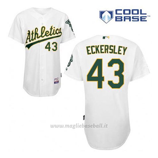 Maglia Baseball Uomo Oakland Athletics Dennis Eckersley 43 Bianco 1ªCool Base